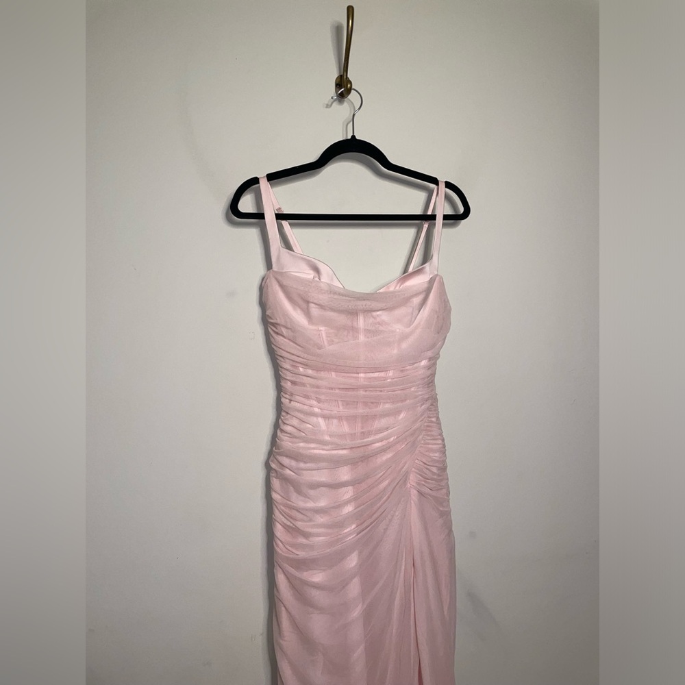 House Of CB Pink Lini Corset-Bodice Stretch-Mesh Maxi Dress - Picture 5 of 7